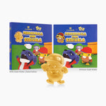 HABIB x Didi & Friends Penggembala dan Serigala 999.9 pure gold wafer featuring Didi character and matching storybook for kids' investment and gifting.