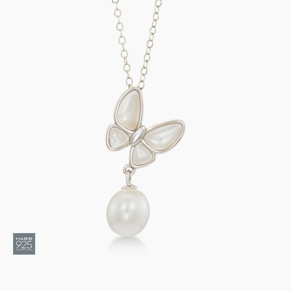 925 Fresh Water Pearl Necklace Z4528S(1)-P+N(WG)