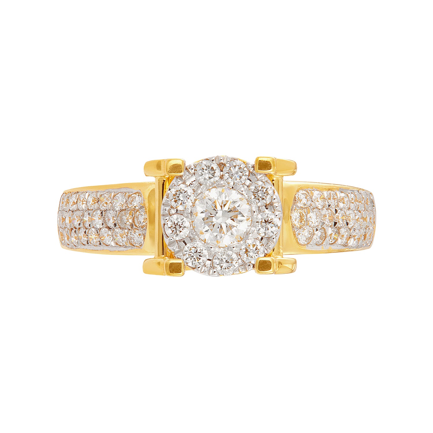 POLARIS | Tapered Halo Diamond Ring in 750/18K Yellow Gold 23772