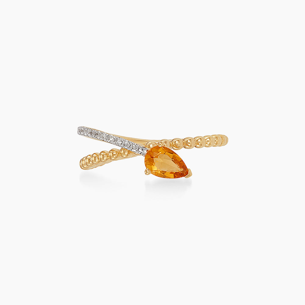Pear Citrine and Diamond Ring in 375/9K Yellow Gold 275070526(YG)-CITR