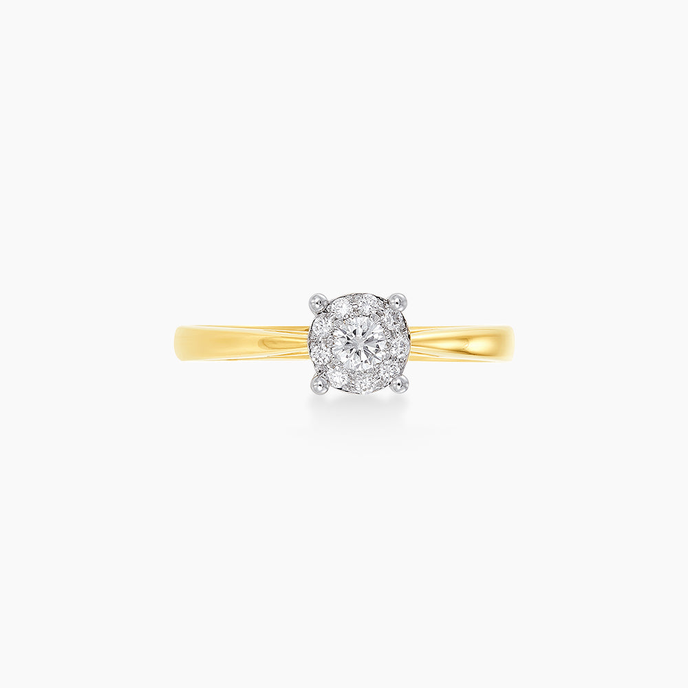 Polaris Reverse Tapered Shank Round Diamond Ring in 750/18K Yellow Gold 11825