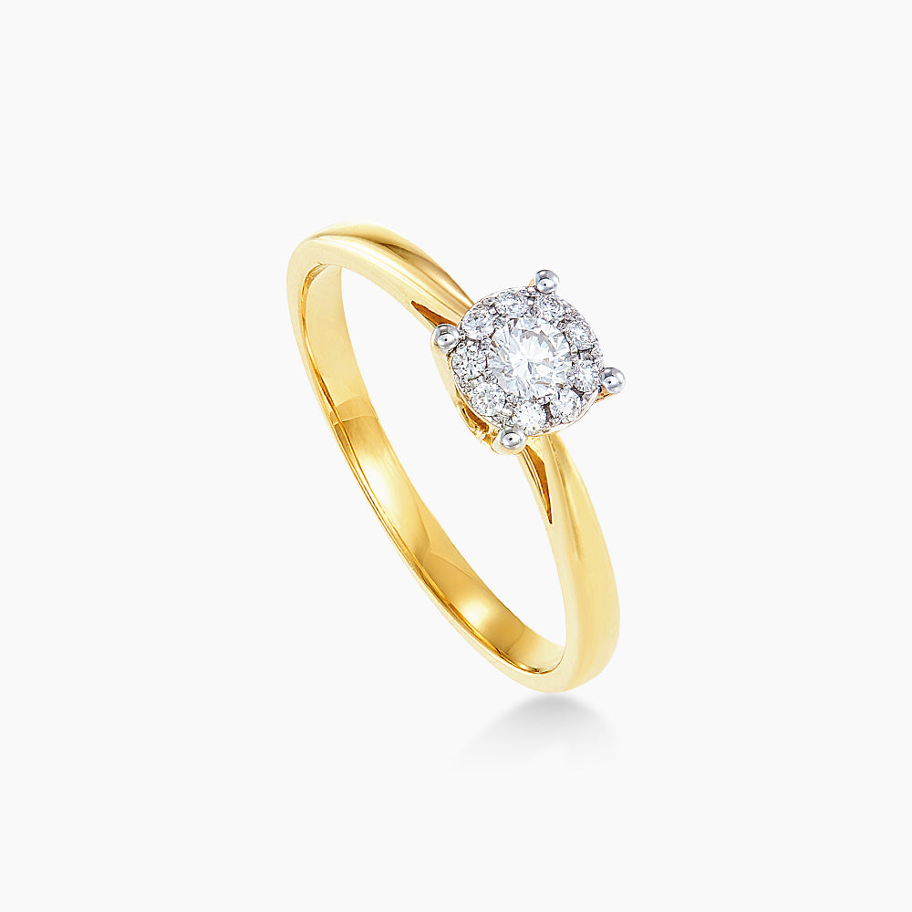 Polaris Reverse Tapered Shank Round Diamond Ring in 750/18K Yellow Gold 11825