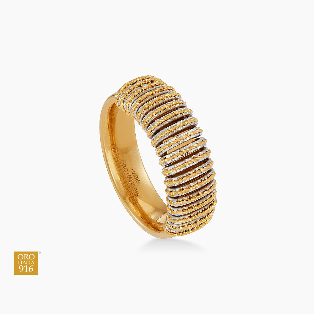 Oro Italia 916 Yellow and White Gold Ring GR62240526(YW)-BI (22K Gold)