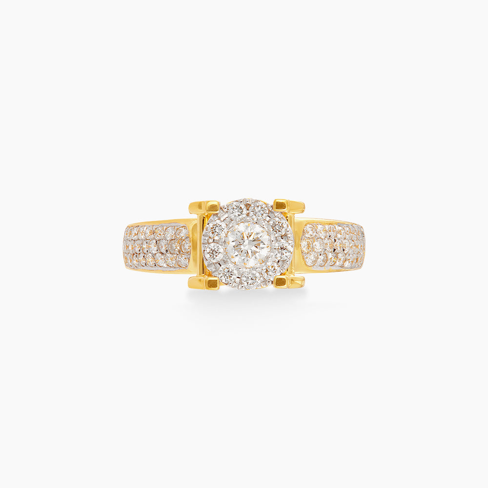 POLARIS | Tapered Halo Diamond Ring in 750/18K Yellow Gold 23772