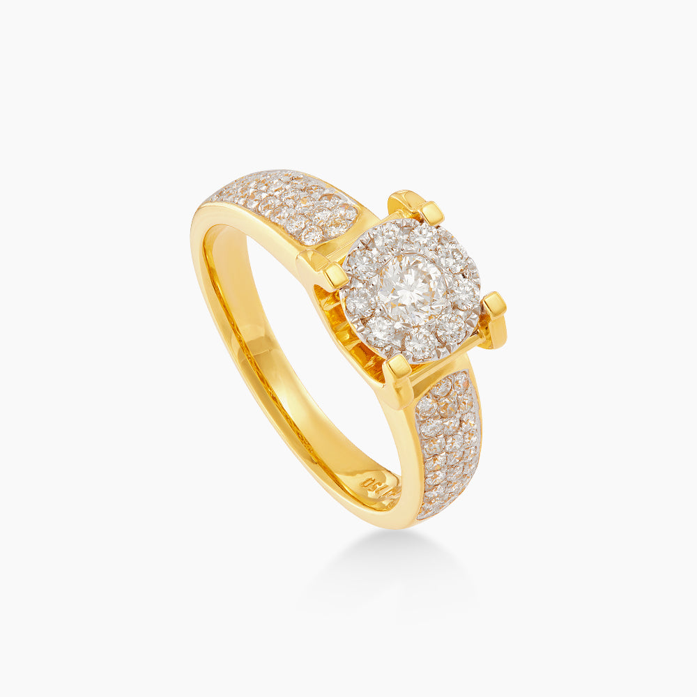 POLARIS | Tapered Halo Diamond Ring in 750/18K Yellow Gold 23772