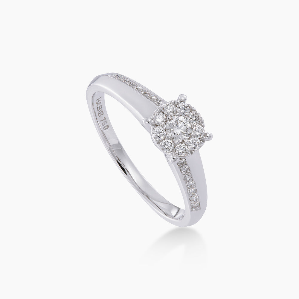 POLARIS | Round Diamond Ring in 750/18K White Gold 24080