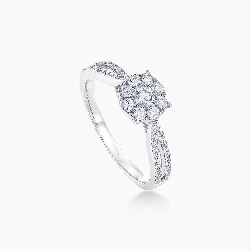 Round Diamond Ring in 750/18K White Gold 24247