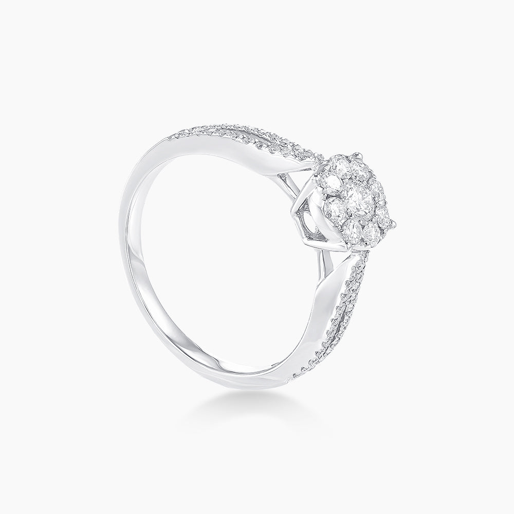 Round Diamond Ring in 750/18K White Gold 24247