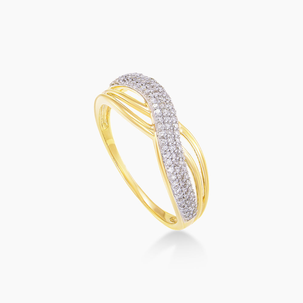 Pave Diamond Infinity Ring in 375/9K Yellow Gold 24815