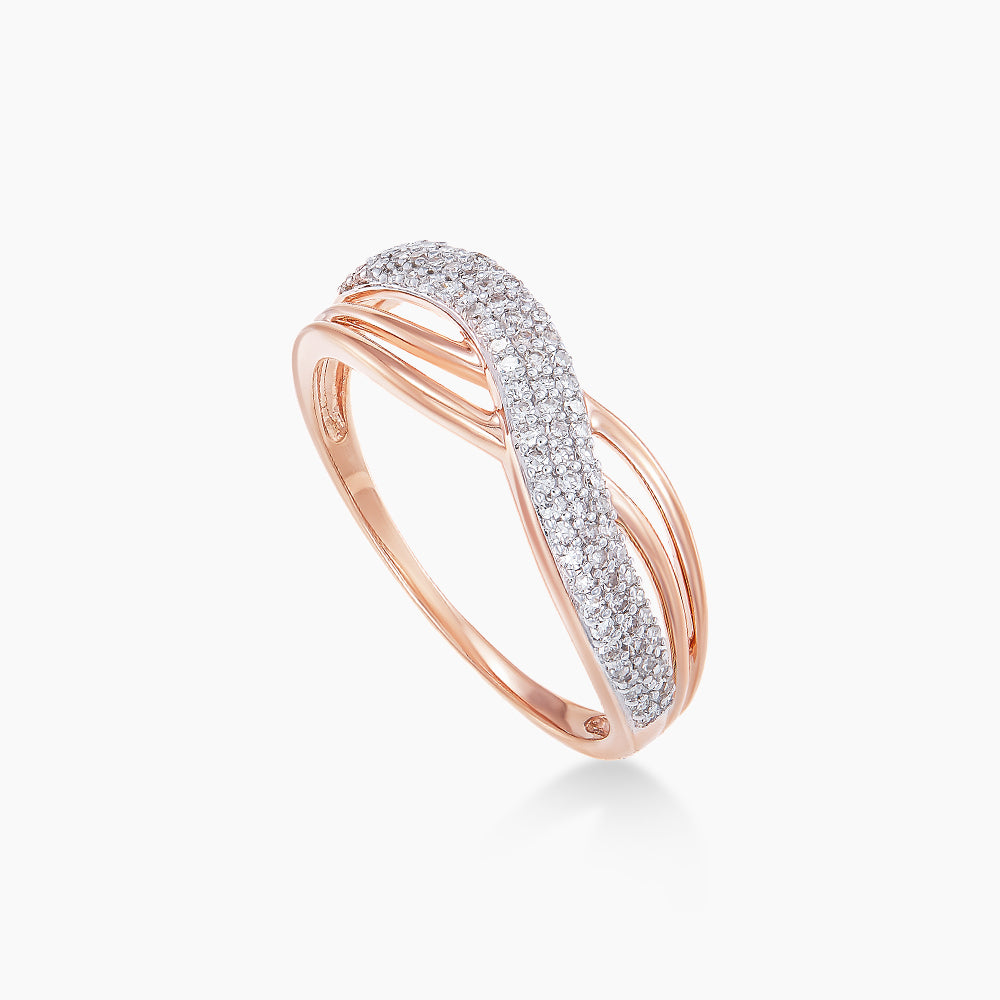 Pave Diamond Infinity Ring in 375/9K Rose Gold 24815