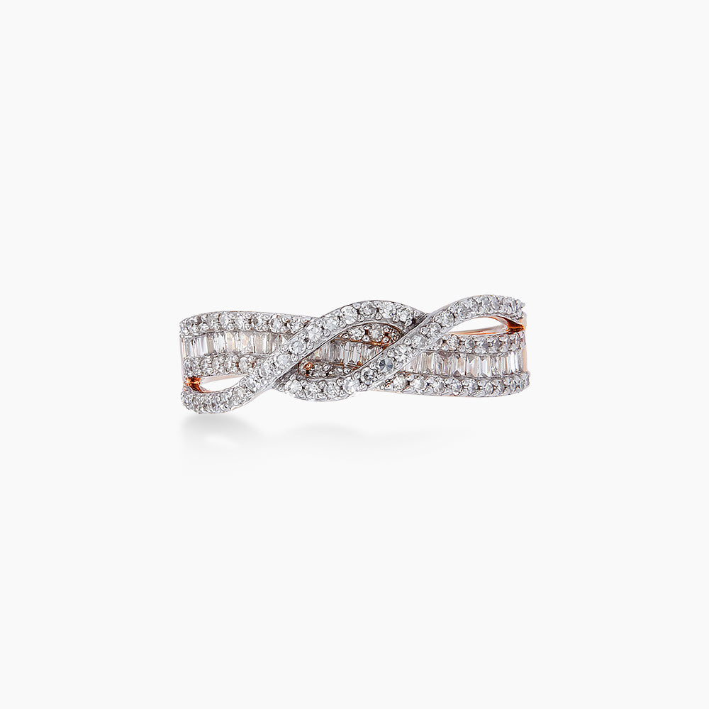 Baguette Cut and Diamond Ring in 375/9K Rose Gold 24830