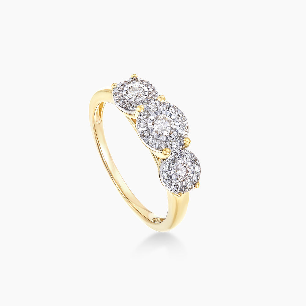 Illusion Set Round Diamond Ring in 375/9K Yellow Gold 24880