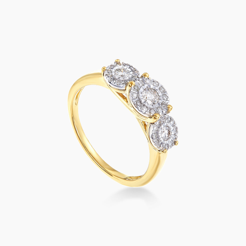 Illusion Set Round Diamond Ring in 375/9K Yellow Gold 24880