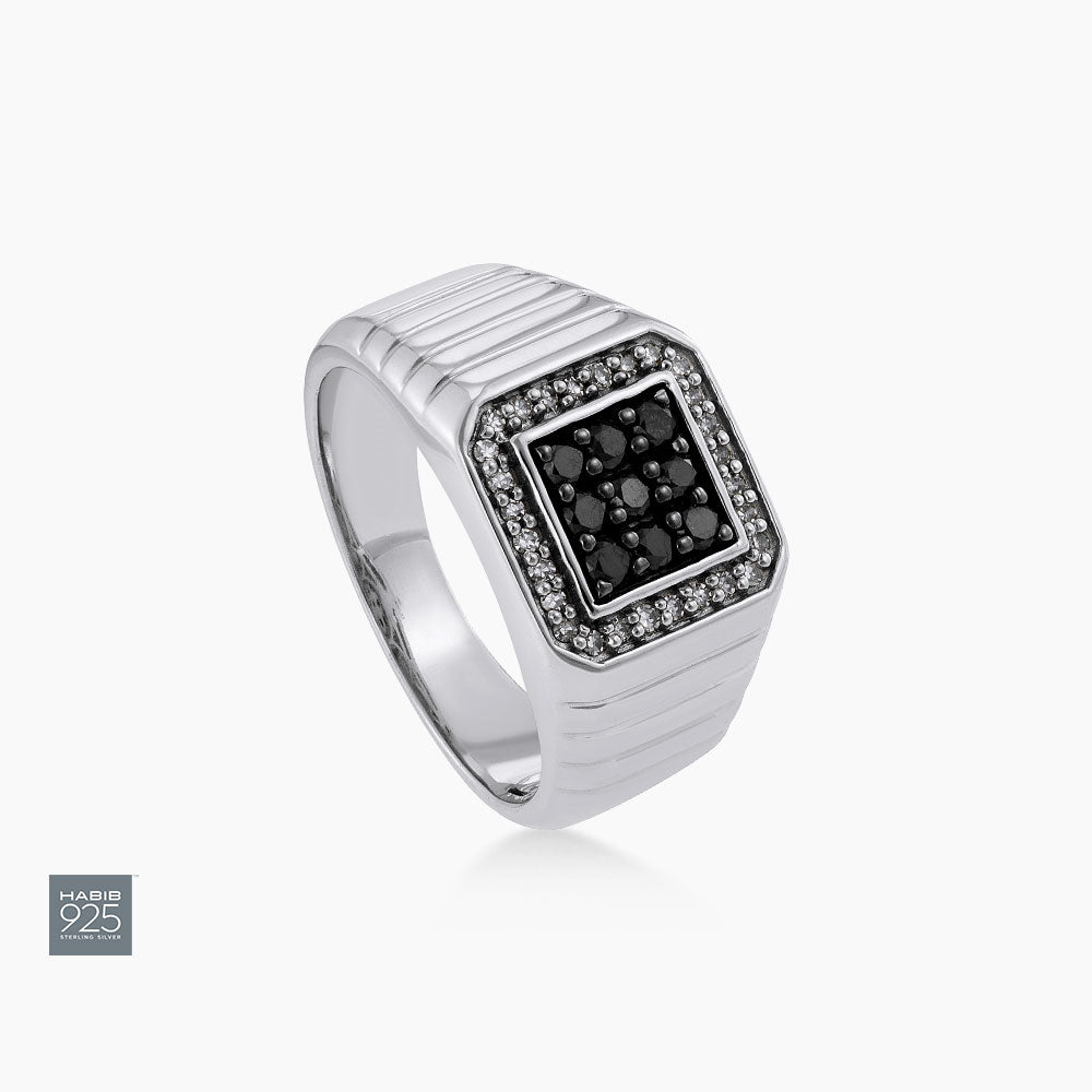 Black Round Diamond in 925/Palladium 25104(PLD)