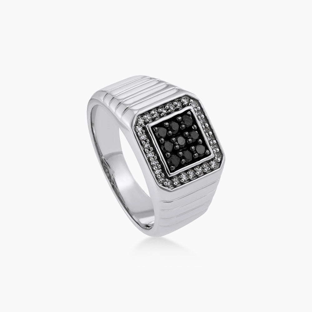 Black Round Diamond in 925/Palladium 25104(PLD)