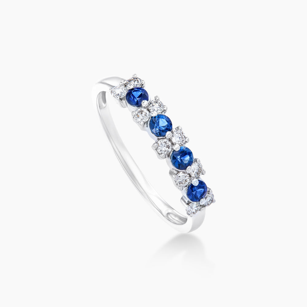 Blue Sapphire Diamond Ring in 375/9K White Gold 25111-BS