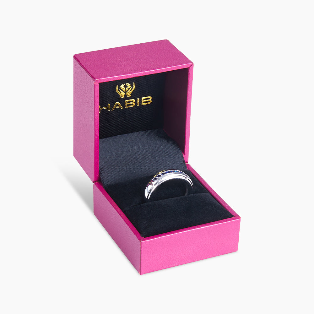 Channel Set Blue Sapphire Men's Ring in 925 Silver Palladium 260360321(PLD)-BS