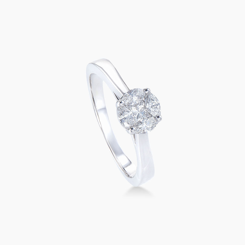 Empress | Marquise and Princess Ring in 750/18K White Gold 260810521