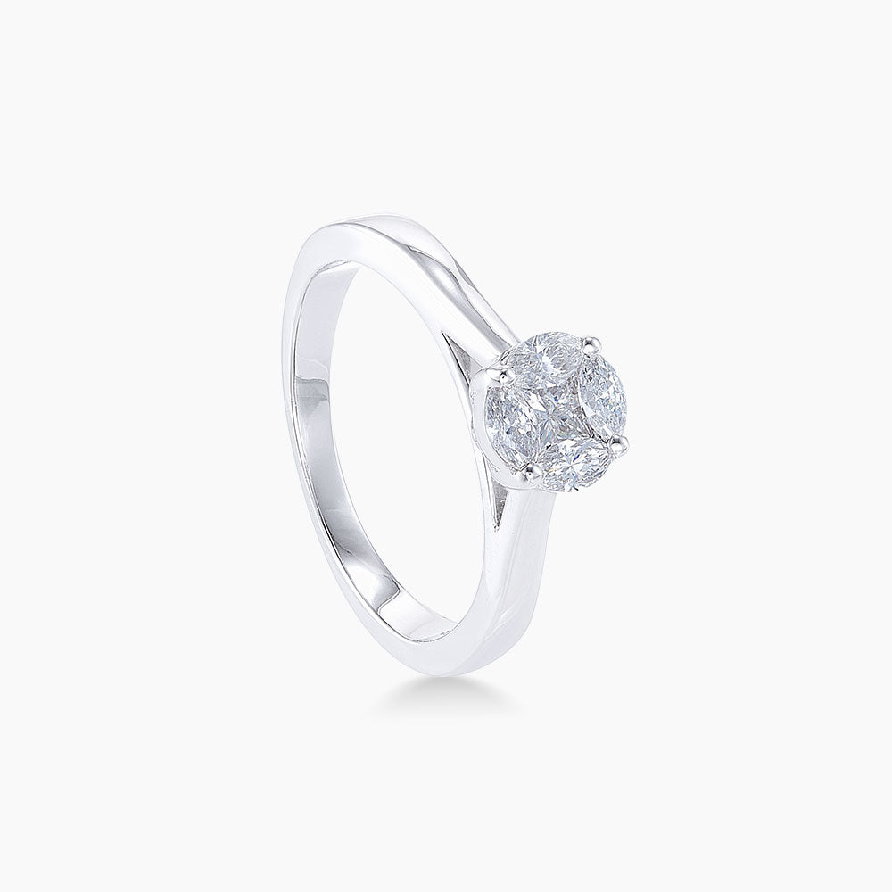 Empress | Marquise and Princess Ring in 750/18K White Gold 260810521