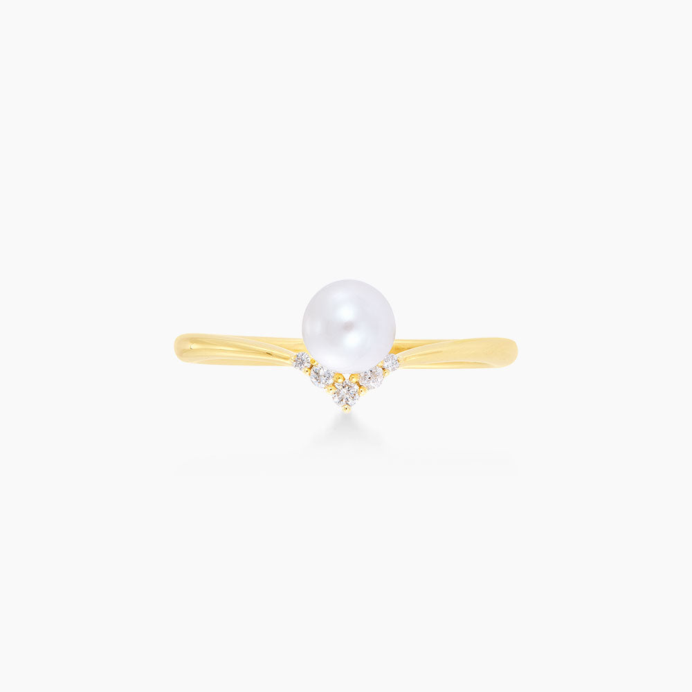Pearl Diamond Ring in 375/9K Yellow Gold 261020621(R)