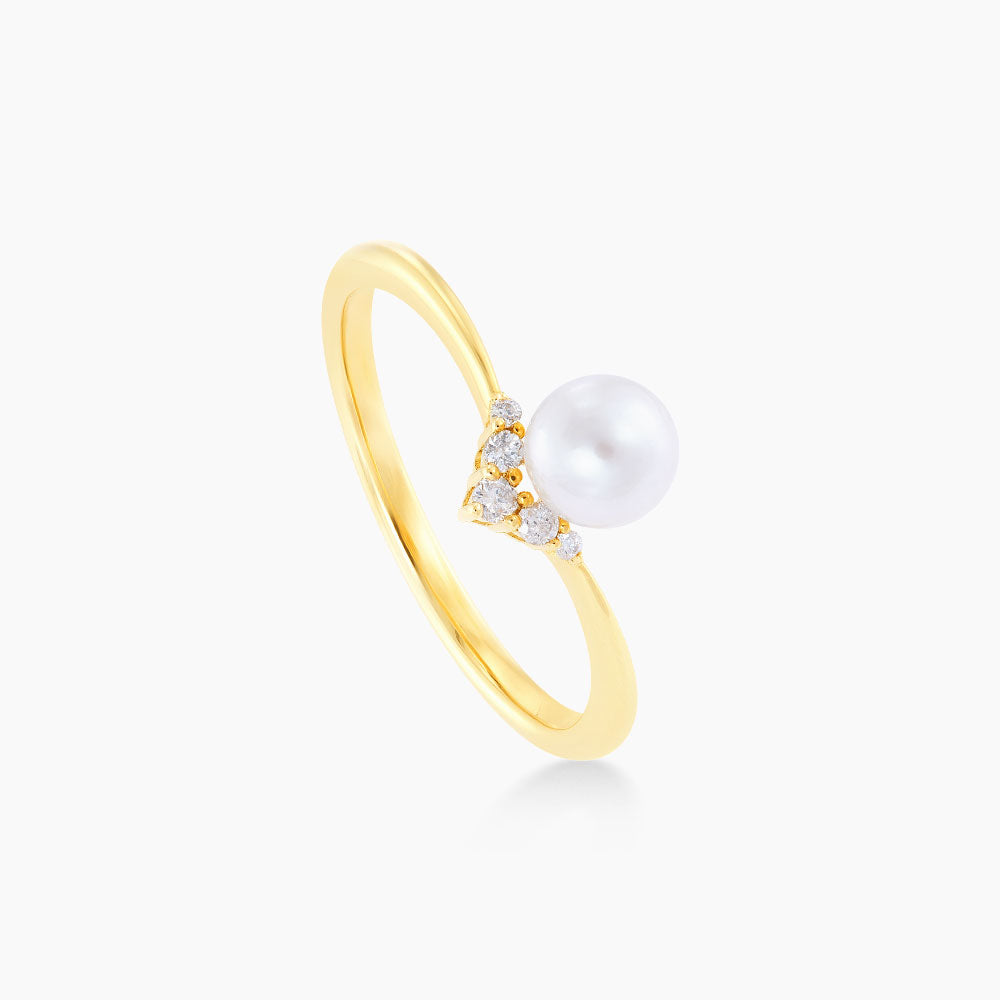 Pearl Diamond Ring in 375/9K Yellow Gold 261020621(R)