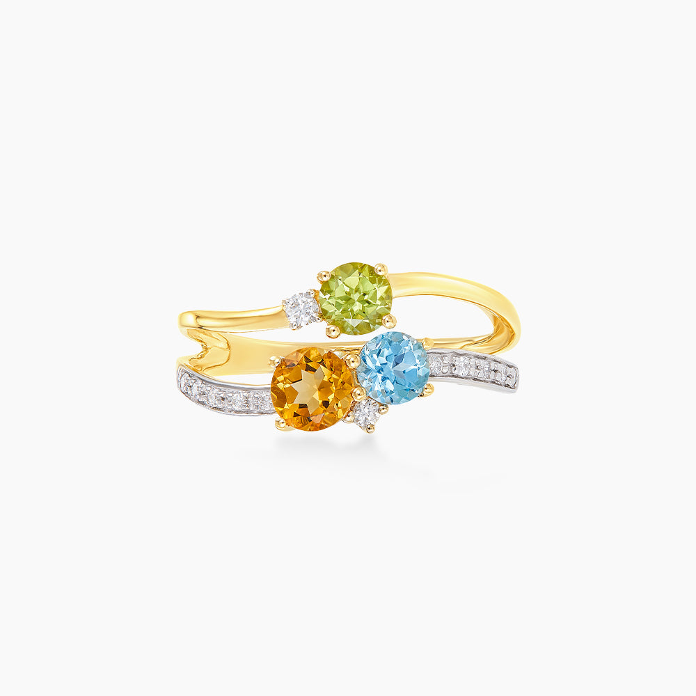 Multi-Coloured Gemstone Diamond Ring in 375/9K White and Yellow Gold 263280122