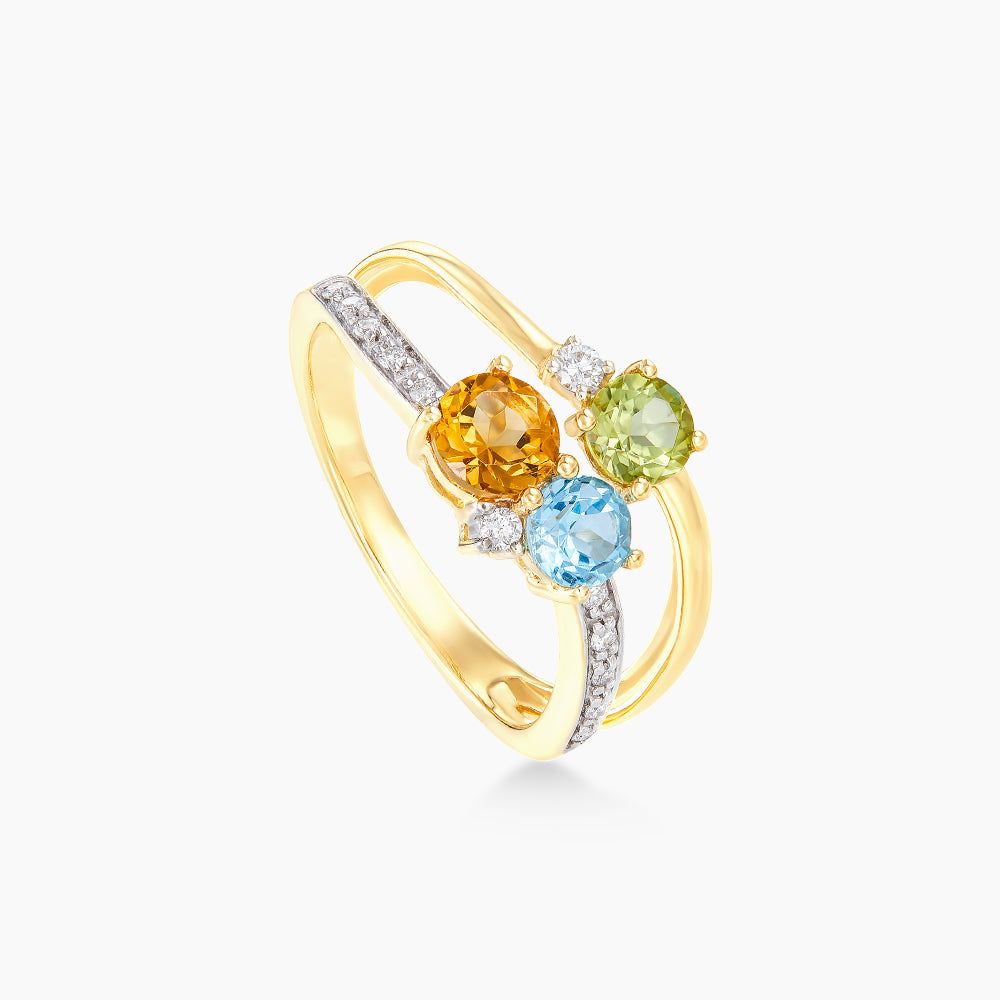 Multi-Coloured Gemstone Diamond Ring in 375/9K White and Yellow Gold 263280122