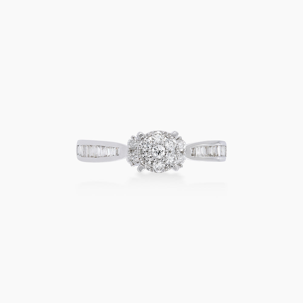 Baguette and Round Diamond Ring in 375/9K White Gold 264010422