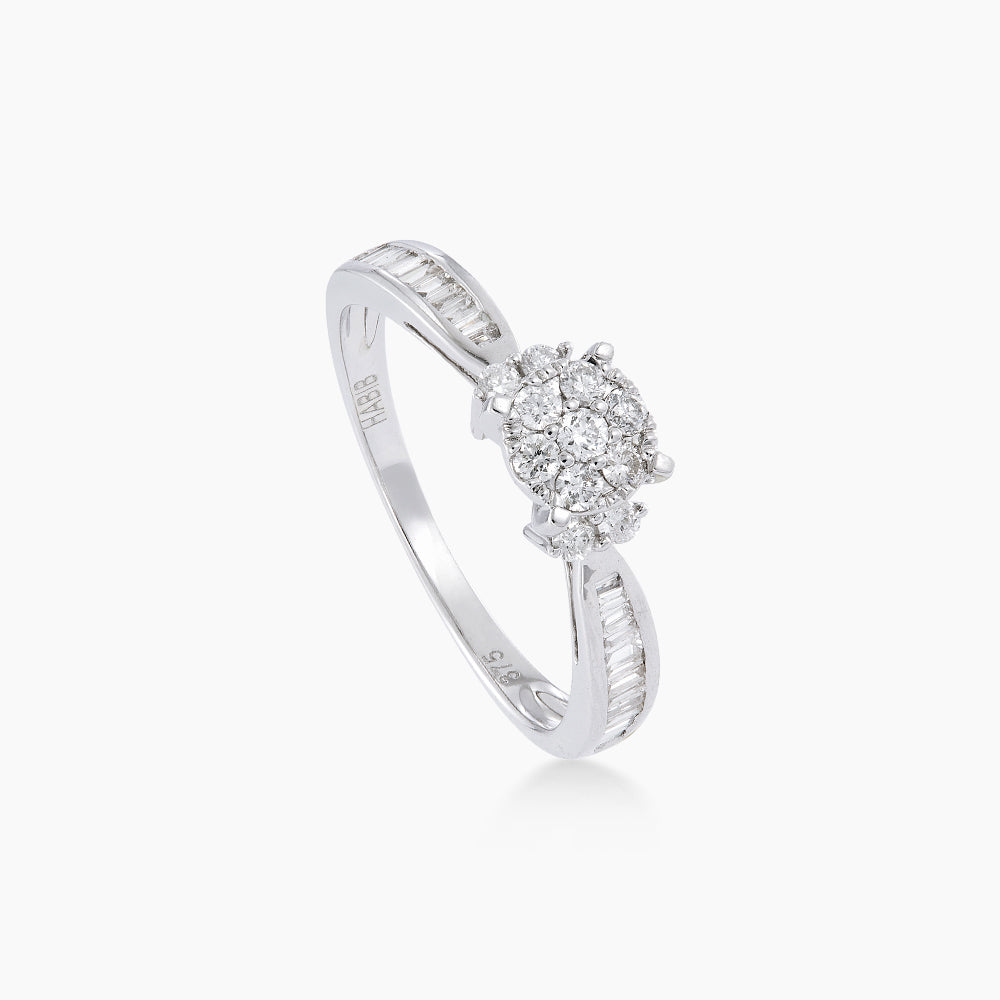 Baguette and Round Diamond Ring in 375/9K White Gold 264010422
