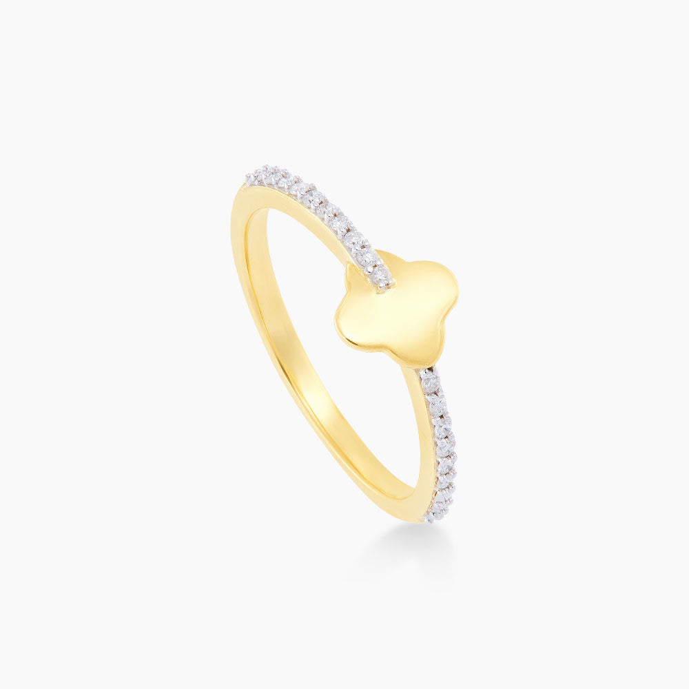 Clover Straight Band Diamond Ring in 375/9K Yellow Gold 265081022