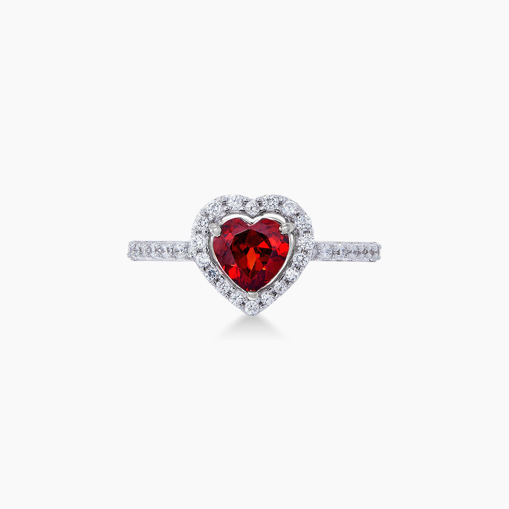 Heart Shape Garnet and Diamond Ring in 375/9K White Gold 265610123(R)-GARN