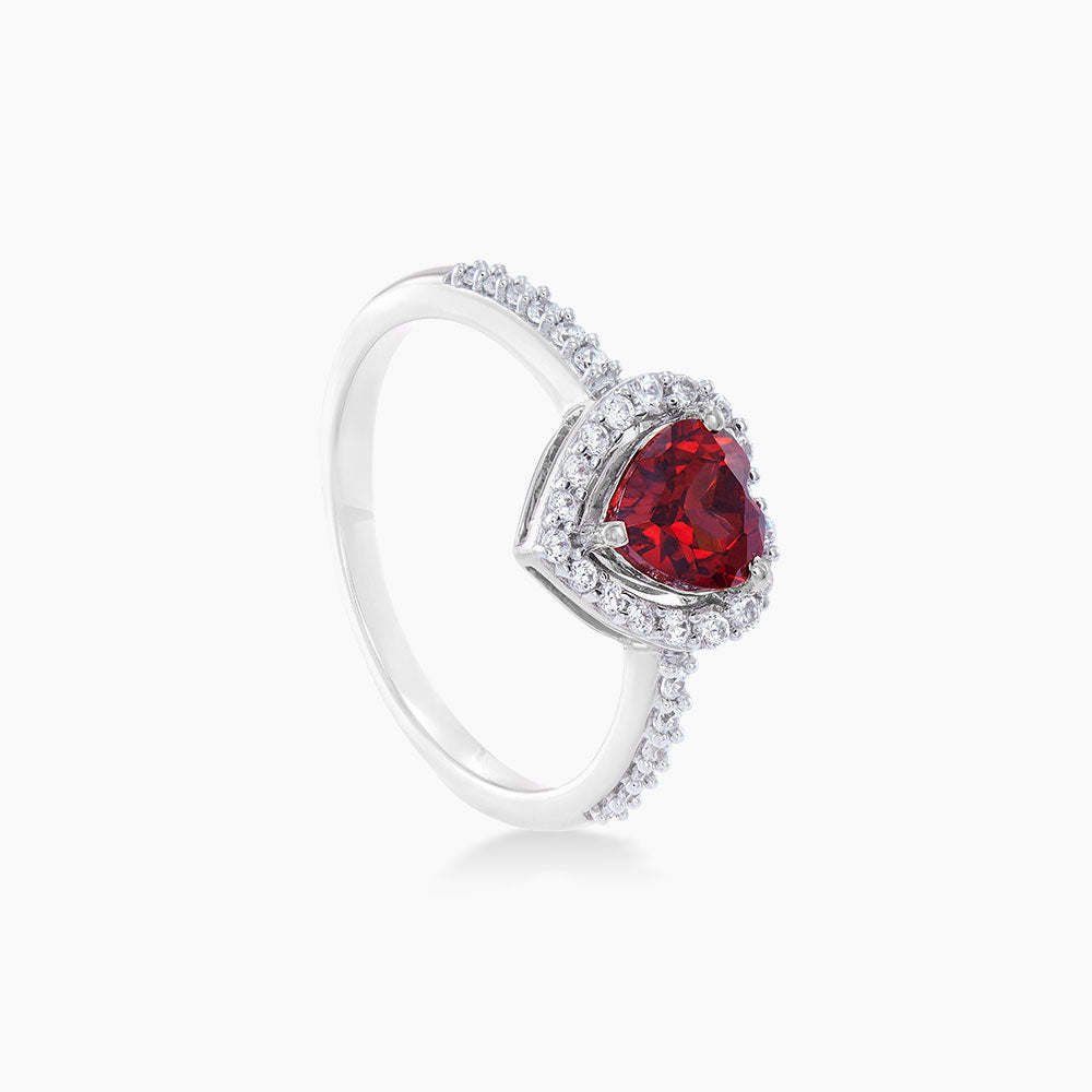 Heart Shape Garnet and Diamond Ring in 375/9K White Gold 265610123(R)-GARN