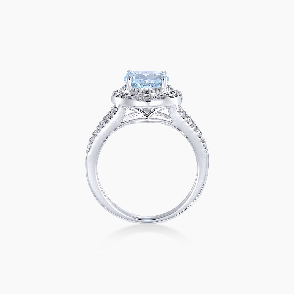Aquamarine Cut and Diamond Ring in 375/9K White Gold 265990223(R)