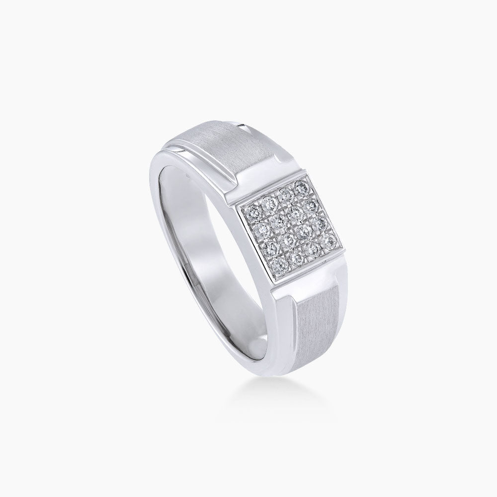 Bezel Diamond Men's Ring in 925 Silver Palladium 266350423(PLD)