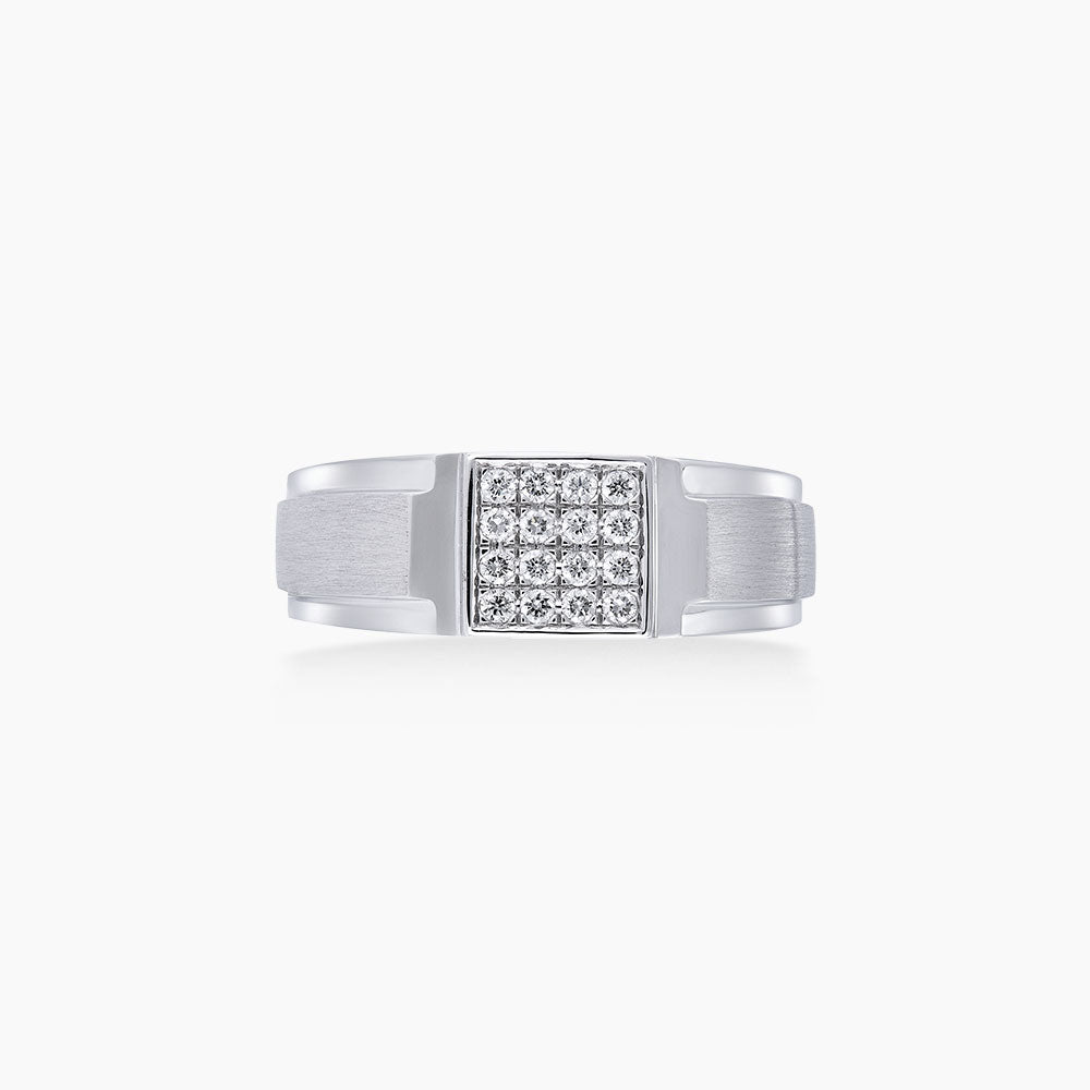 Bezel Diamond Men's Ring in 925 Silver Palladium 266350423(PLD)