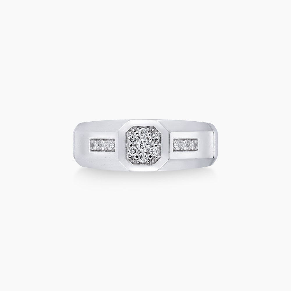 Flush Diamond Men's Ring in 925 Silver Palladium 266430423(PLD)