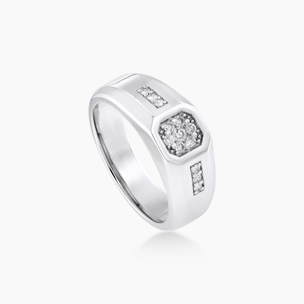 Flush Diamond Men's Ring in 925 Silver Palladium 266430423(PLD)