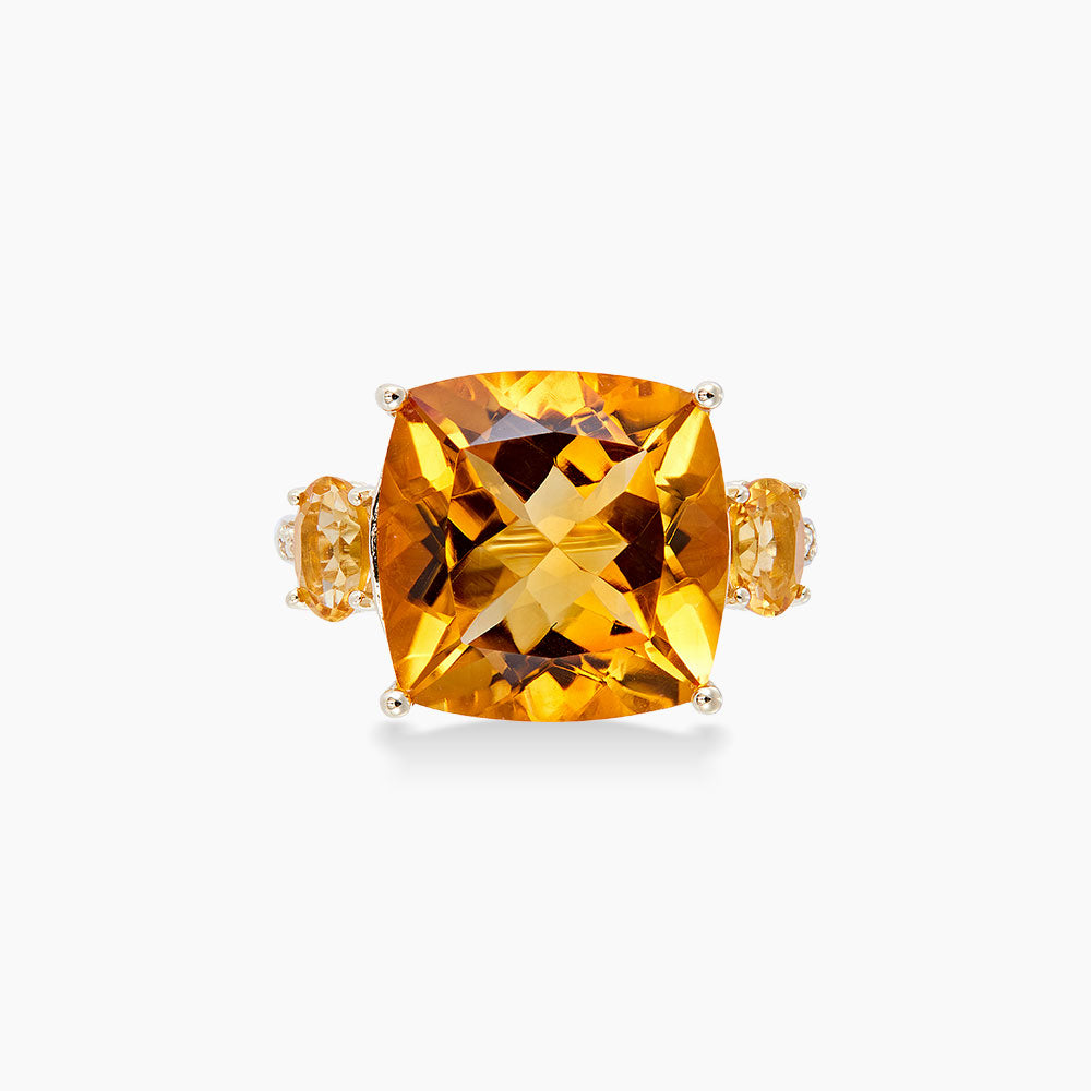 Cushion Citrine and Diamond Ring in 375/9K Yellow Gold 266600623