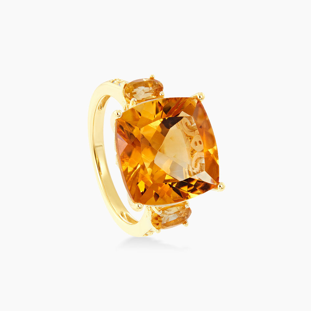 Cushion Citrine and Diamond Ring in 375/9K Yellow Gold 266600623