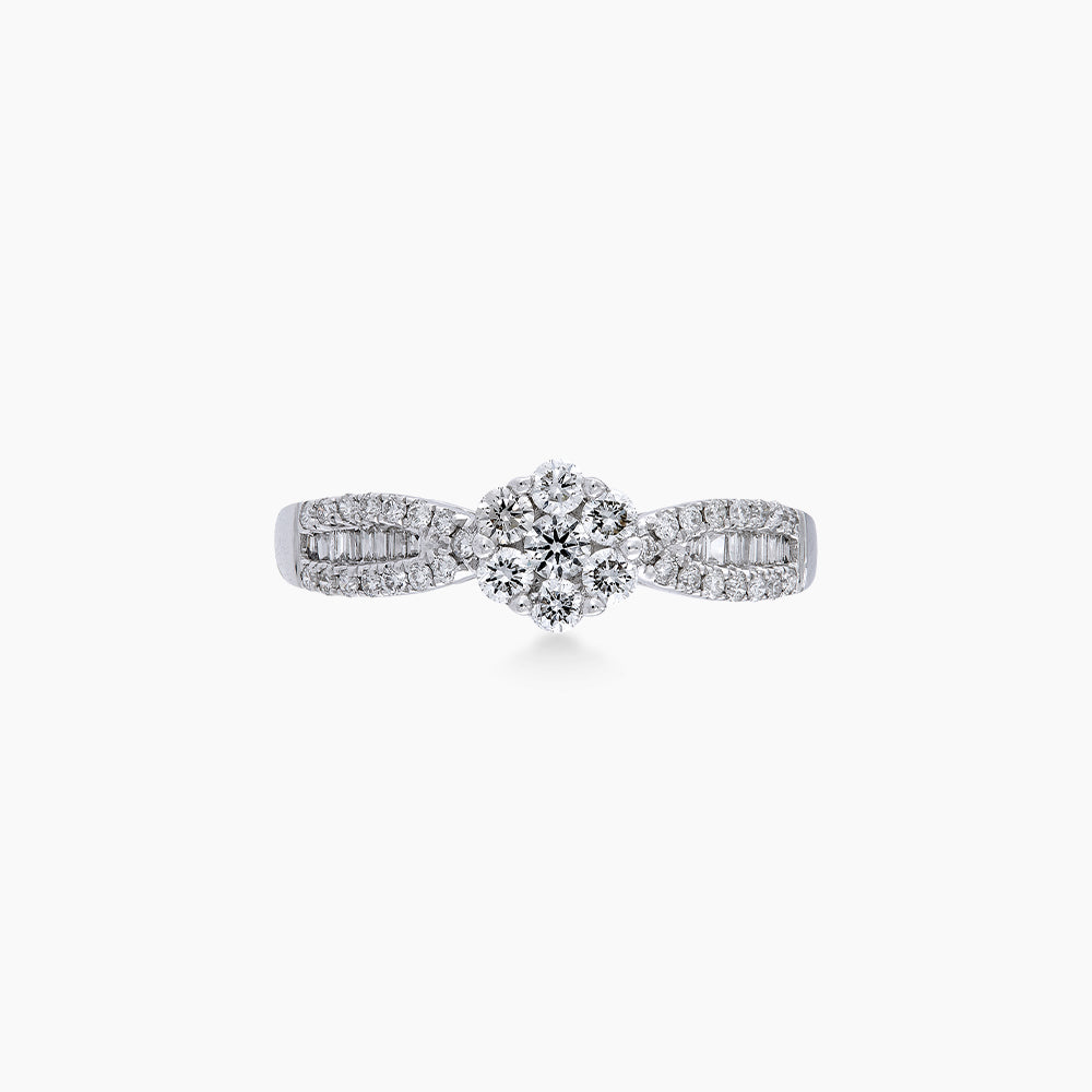 Tapered Cut and Diamond Ring in 750/18K White Gold 267240723(R)