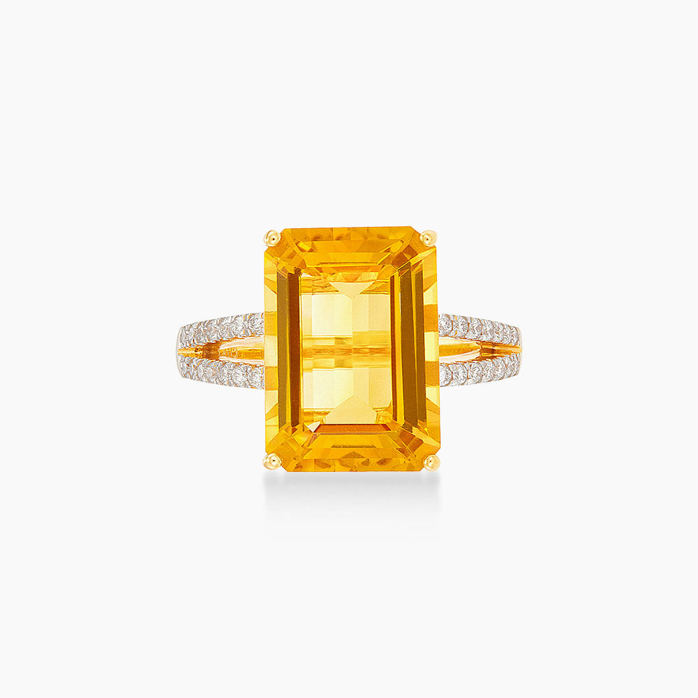 Citrine and Diamond Ring in 375/9K Yellow Gold 267510923