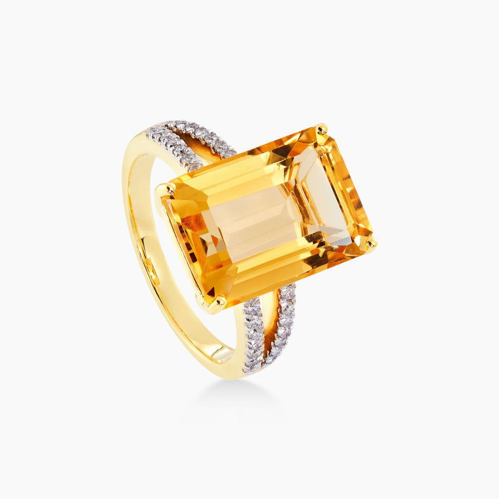 Citrine and Diamond Ring in 375/9K Yellow Gold 267510923
