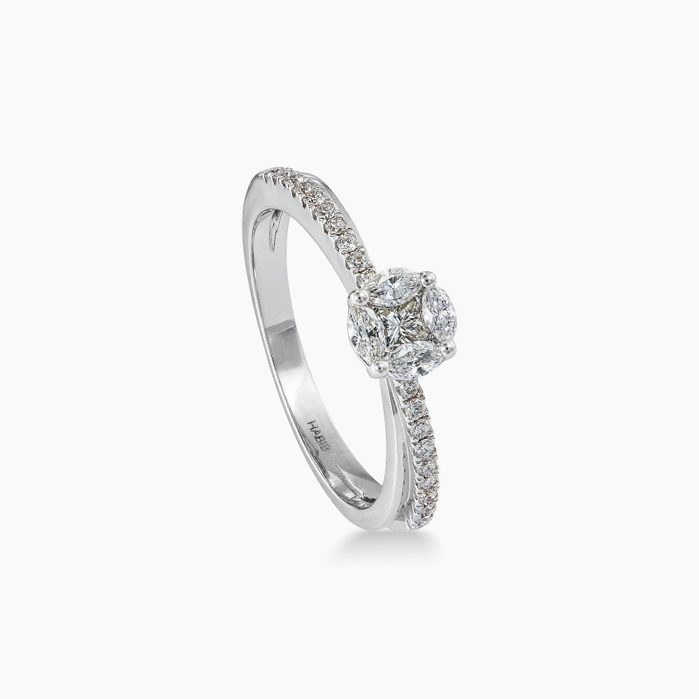 Empress | Marquise, Princess and Diamond Ring in 750/18K White Gold 268340224(WG)