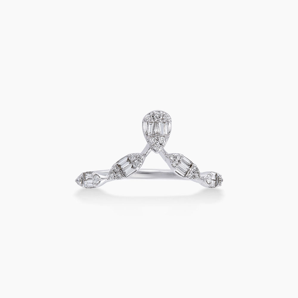 Baguette and Round Diamond Ring in 375/9K White Gold 268401223