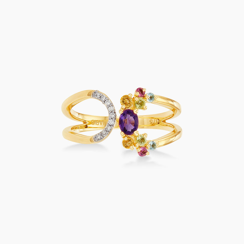 Multi-Coloured and Diamond Ring in 375/9K Yellow Gold 269540524