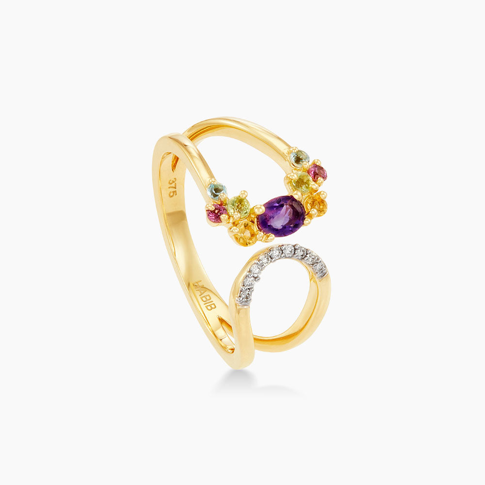 Multi-Coloured and Diamond Ring in 375/9K Yellow Gold 269540524
