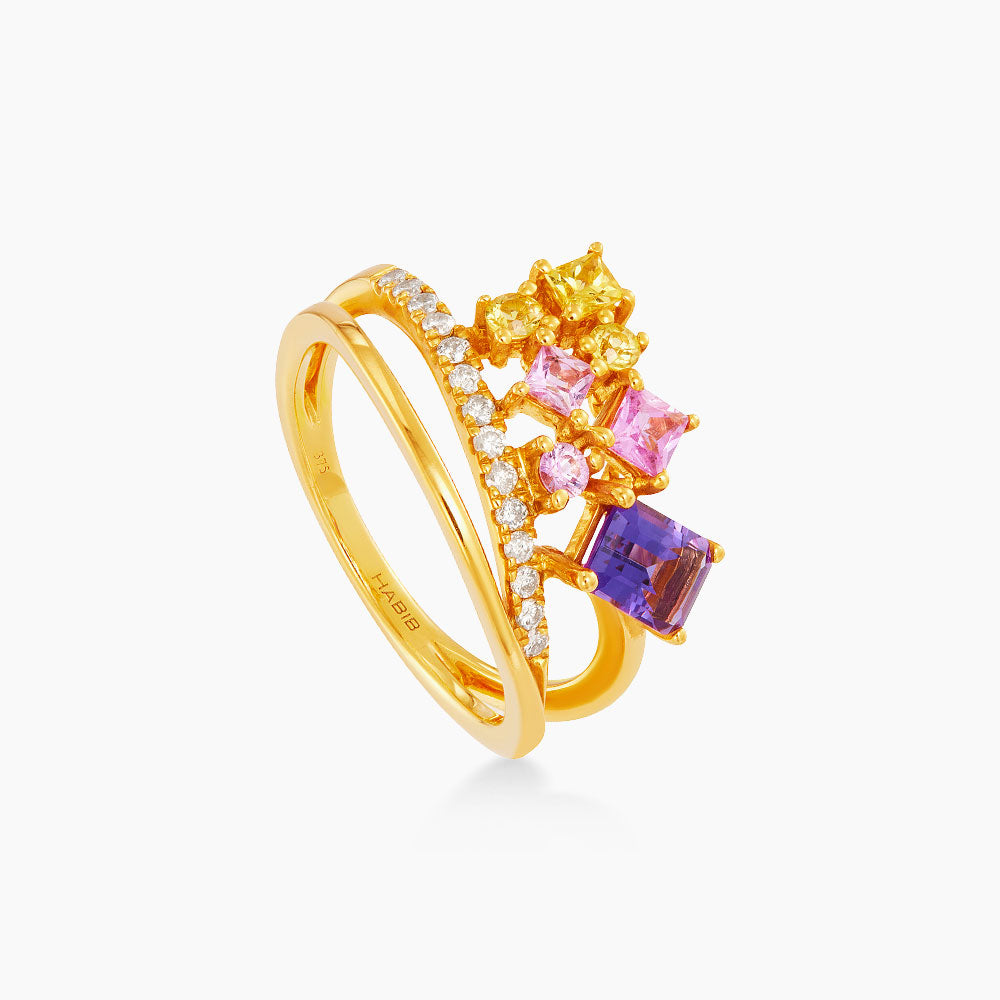 CHIC | Amethyst, Yellow Sapphire, Pink Sapphire and Diamond Ring in 375/9K Yellow Gold 269810624