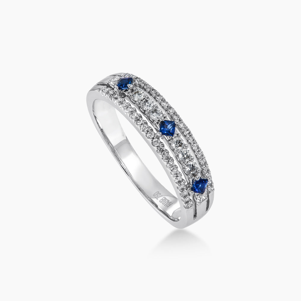 Blue Sapphire and Diamond Ring in 750/18K White Gold 269950724-BS