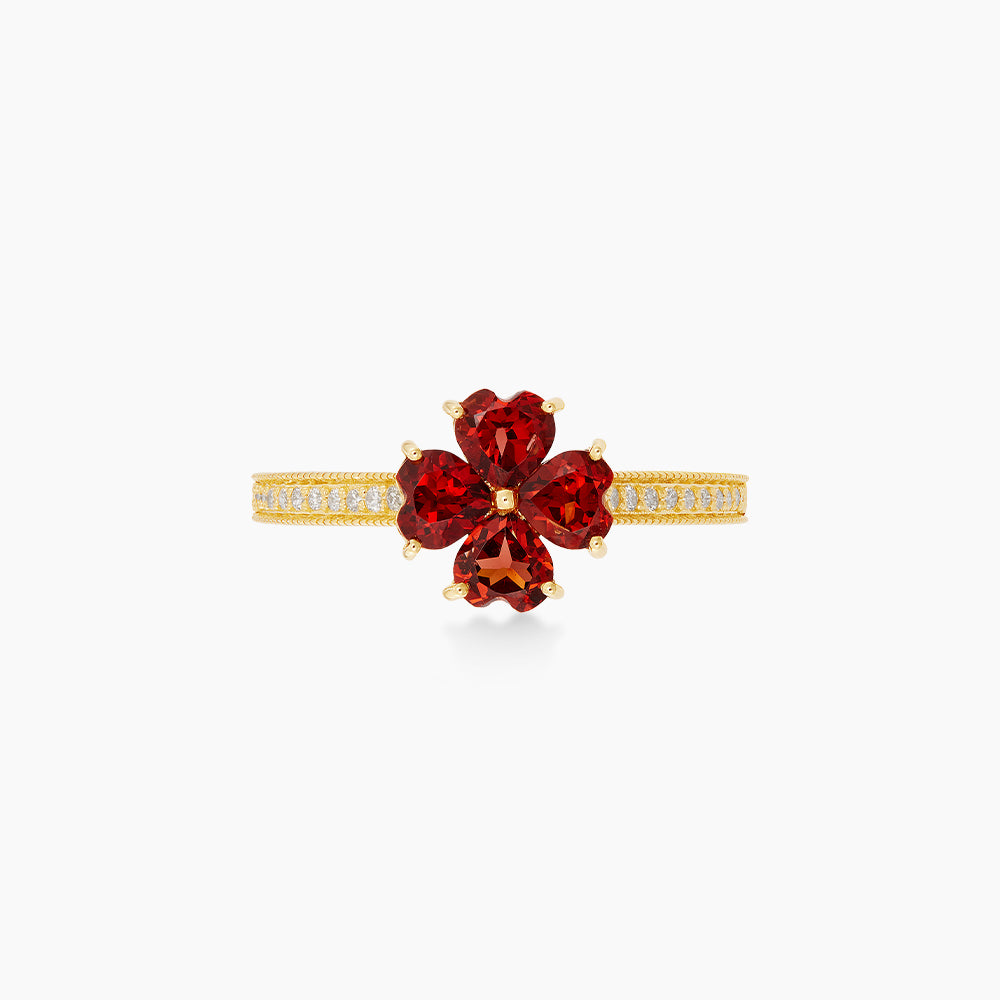 Heart Garnet and Diamond Ring in 375/9K Yellow Gold 270150525(YG)-GARN