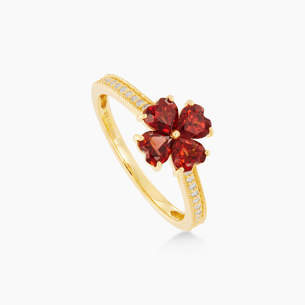 Heart Garnet and Diamond Ring in 375/9K Yellow Gold 270150525(YG)-GARN